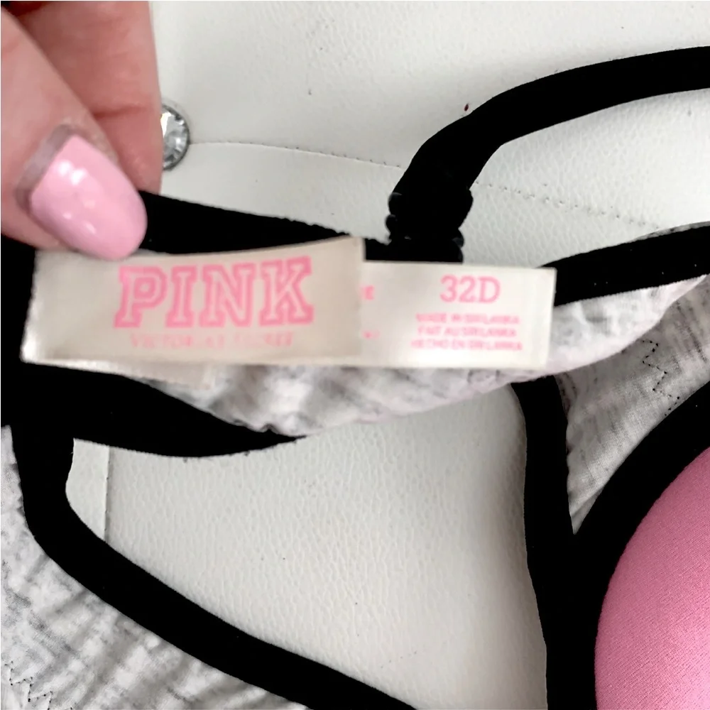Victoria’s Secret PINK Grey Black Space Dye Wear Everywhere Pushup Bra 32D